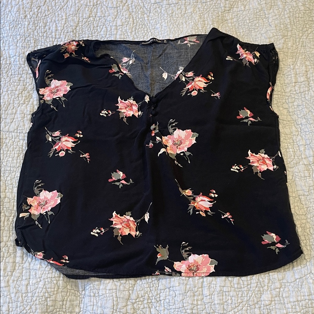 Abercrombie & Fitch Black Floral Blouse